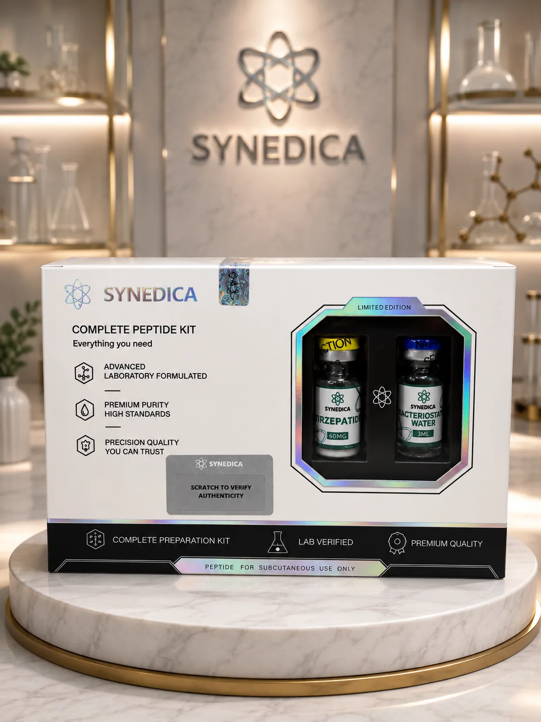 Kit Synedica Tirzepatide présenté dans un laboratoire